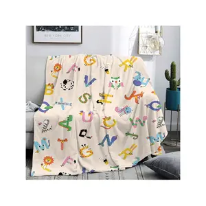 ' Alphabet Animal Alphabet Flannel Blanket - Educational ABC Learning Bedspread With A-Z Uppercase & Lowercase Letters, Soft Bedding For &, -Like Bed Cover-30*40in