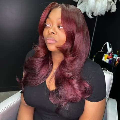 Dark 99J Burgundy Colored Wig Human Hair 13x4 Transparent Lace Front Body Wave Wig 180% Density Human Hair Wigs with Baby Hair Red Wine Glueless Lace Frontal Wigs for Women