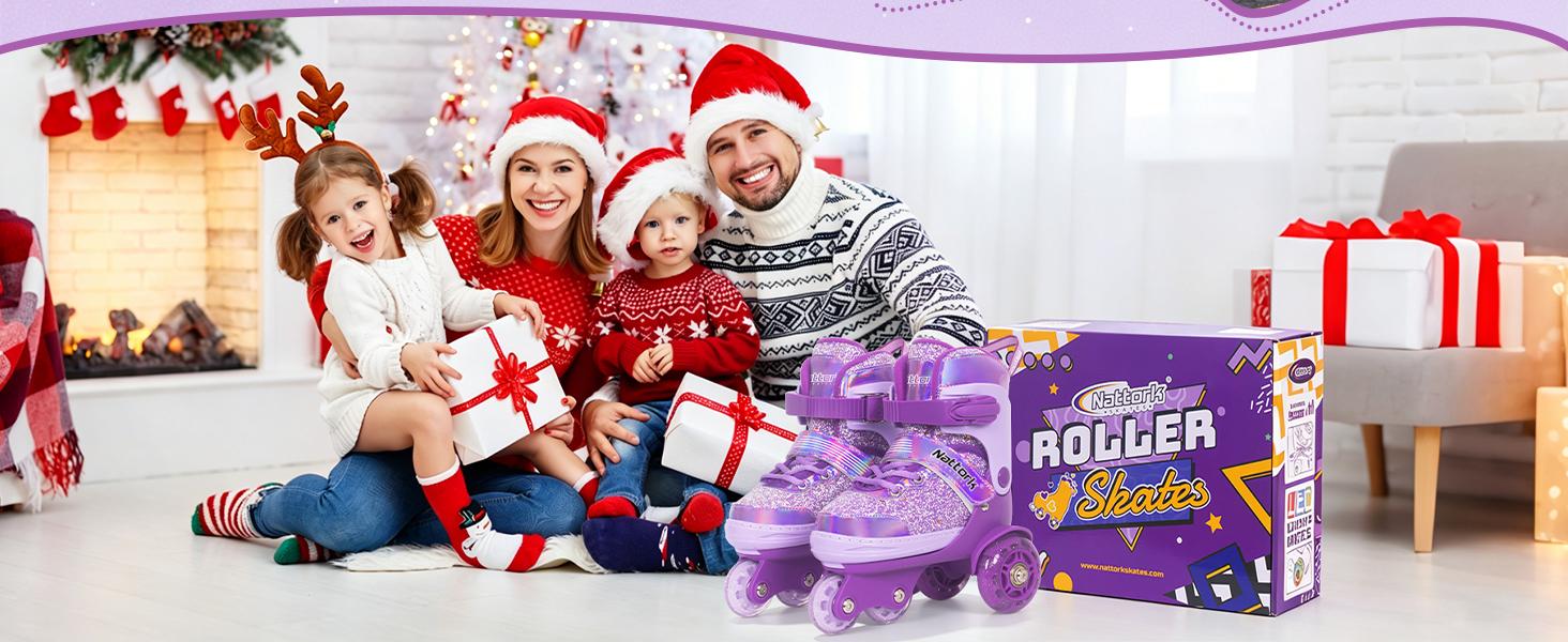 Tri-Wheel Roller Skates for Beginner Kids, 4-Size Adjustable Skates with Triple Lock-Up System for Indoor & Outdoor Play