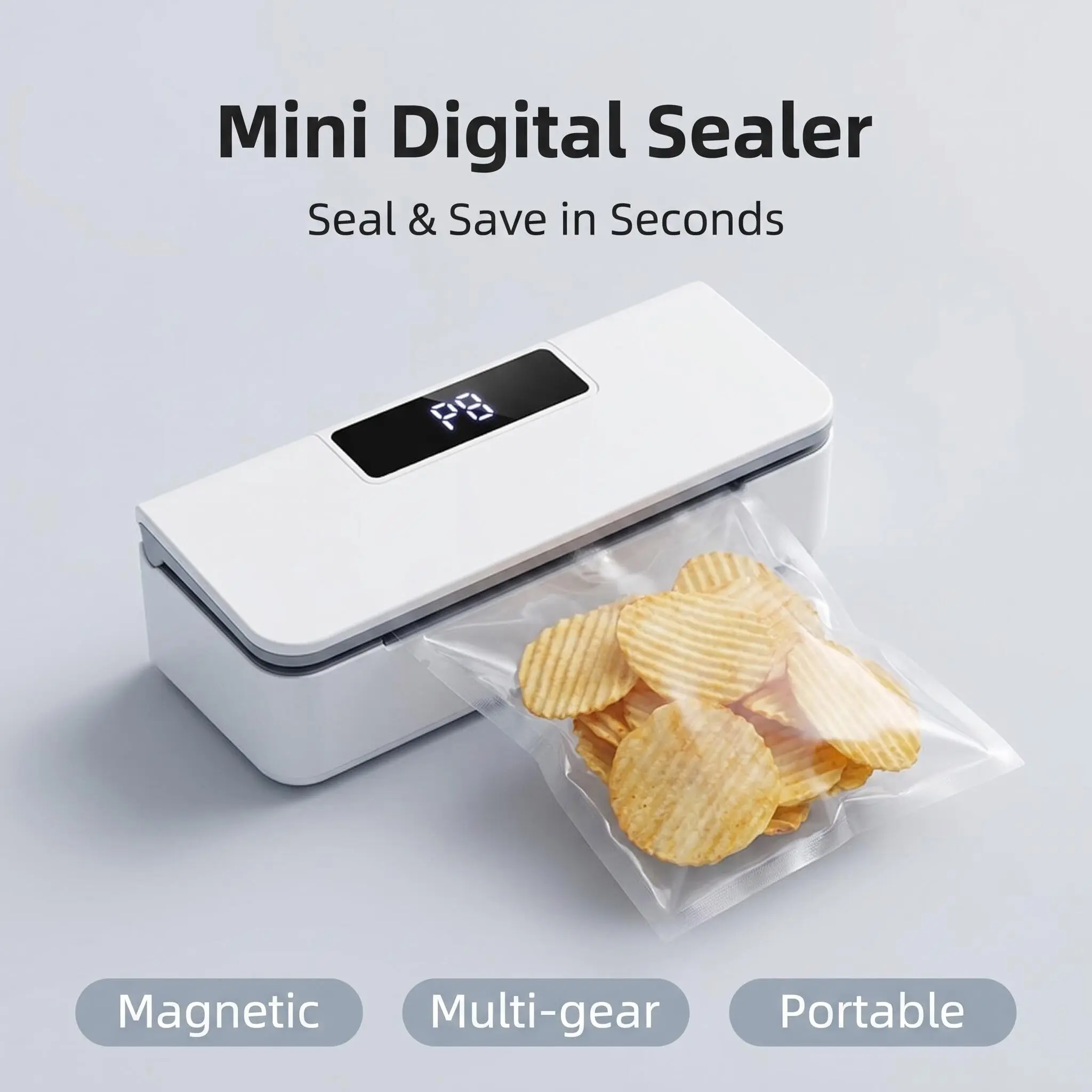 2 in 1 Portable Mini Heat Sealing Machine with Built-in Bag Cutter, USB Rechargeable Handheld Food Resealer, Compact Air-Tight Plastic Bag Sealer, Ideal for Snack Chips, Coffee Bean, Cookie, Pet Food Packaging Storage