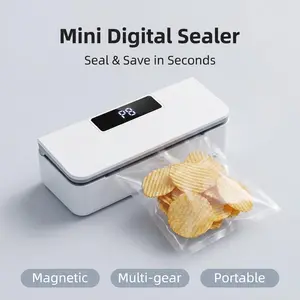 2 in 1 Portable Mini Heat Sealing Machine with Built-in Bag Cutter, USB Rechargeable Handheld Food Resealer, Compact Air-Tight Plastic Bag Sealer, Ideal for Snack Chips, Coffee Bean, Cookie, Pet Food Packaging Storage