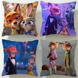movie Zootopia 2：Rise of the Non-Mammalians Cushion Cover Ultra-Soft Reversible Plush Pillow Cover | Double-sided fluffy comfort for car, sofa, bedroom | Skin-friendly fabric | Easy clean & maintain | Stylish home decor | Perfect gift for family & friends