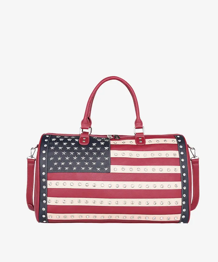 MONTANA WEST STUDDED AMERICAN FLAG DUFFLE BAG