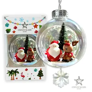 Santa Rudolph Plastic Ornament with Magnetic Crystal 3"x7"