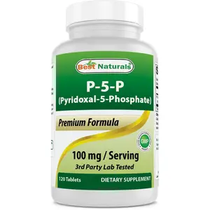 Best Naturals P5P Vitamin B6 (Pyridoxal 5 Phosphate) 100 mg/Serving - 120 Tablets - an Active Form of Vitamin B6