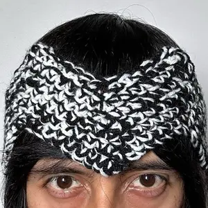 Crochet Headband black white acrylic Cowl