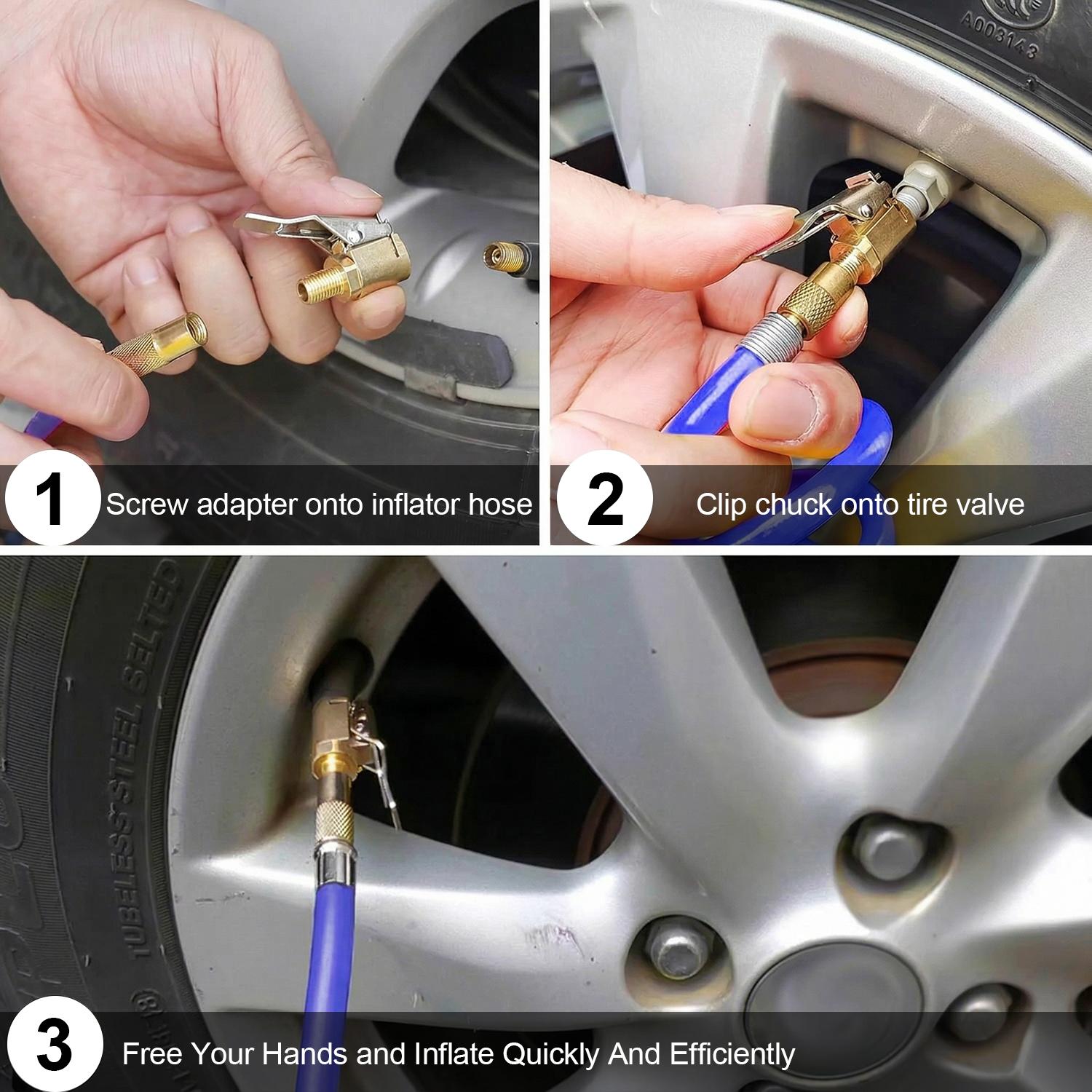 1/2 Pcs Brass Locking Tire Air Chuck, Tire Inflator Hose Adapter for Twist On Connection Convert to Lock On, No Air Leakage Air Compressor Pump Clip On Tire Chucks, Tire Nozzle with Tire Valve Thread