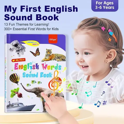 English Words Sound Book – 470+ Words, 21 Themes, English Learning Talking Book Toys for Kids 3 4 5 6 Years Old Learn ABC Singing and Speech Music Toy for Babies(3-9Y)