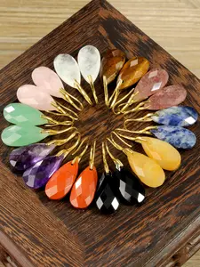 Natural Stone Teardrop Shape Pendant Earrings, Bohemian Style Handcrafted Ethnic Jewelry for Women & Girls, Perfect Gift Idea for Any Occasion