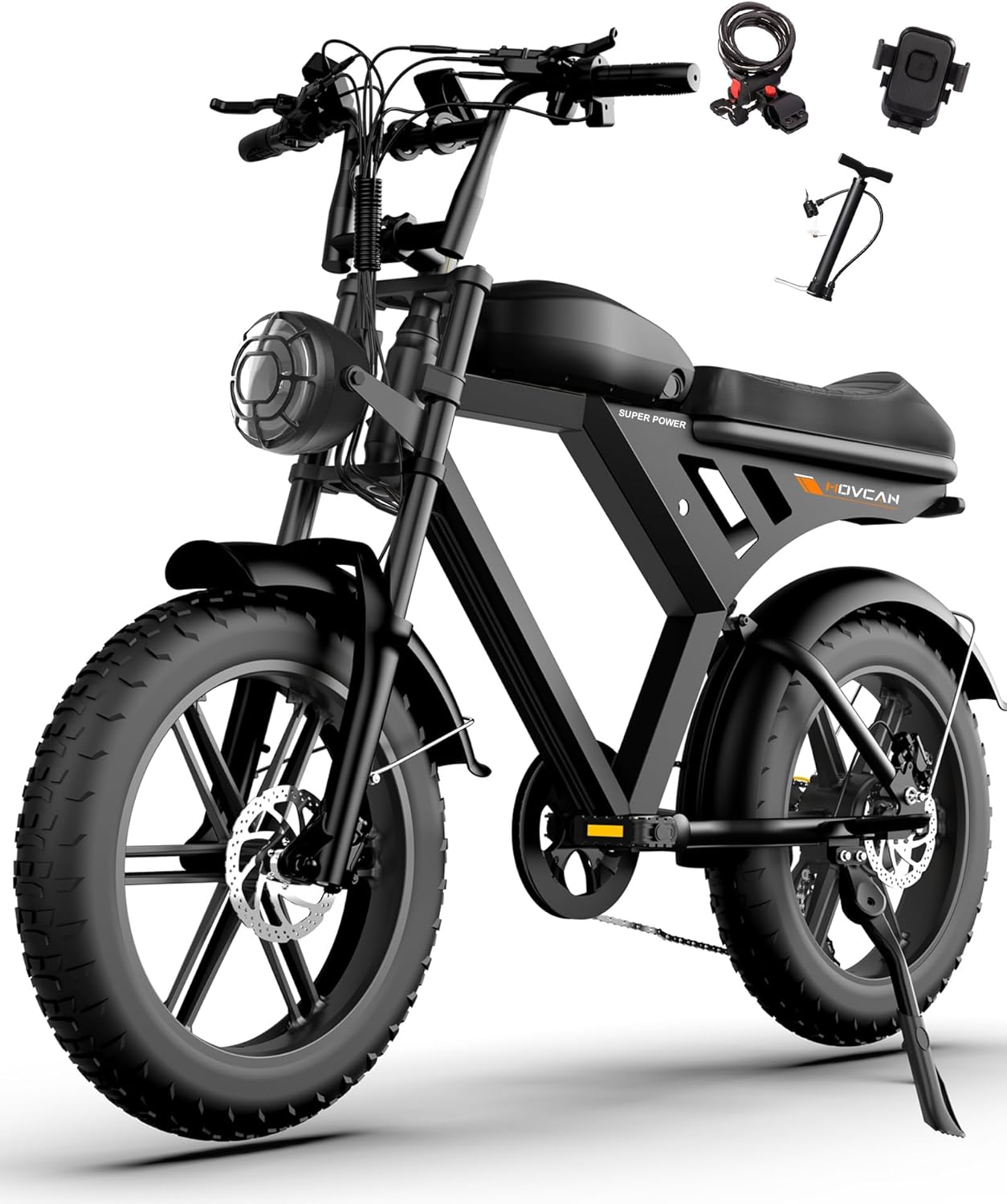 Movcan V30/V30 Max Adult Mountain Ebike - 1500W Peak Power, 28-32MPH Speed, 48V 15.6Ah Removable Battery, 70mi Range, 20" Fat Tires, Full Suspension, Dual Disc Brakes, 7-Speed, LED Headlight, UL 2849 Certified Off-Road Ebike