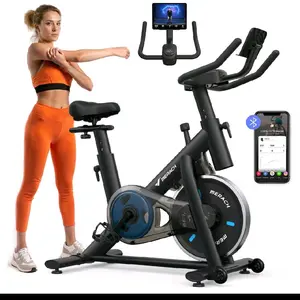 Merach Exercise Bike with New RPM Game Mode for Home Stationary Bike Enhanced Electronic LED Monitor Silent Belt Drive and Comfortable Seat Cushion for Cardio Workout