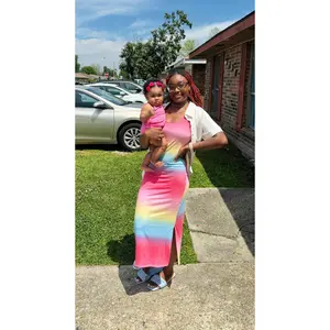 Multi Color Gradient Print Sleeveless Midaxi Dress