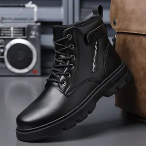 DINAOR Men's High-top Work Boots Thick Sole Non-slip Retro Commuter Boots