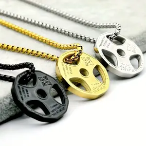 3pcs/set Men's and Women's Necklaces Stainless Steel Couple Barbell Pendant Fitness Gym Sports Dumbbell Weightlifting Barbell Chain Jewelry