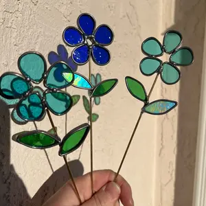 Blue Stained Glass Daisy - Handmade Decor Decorative