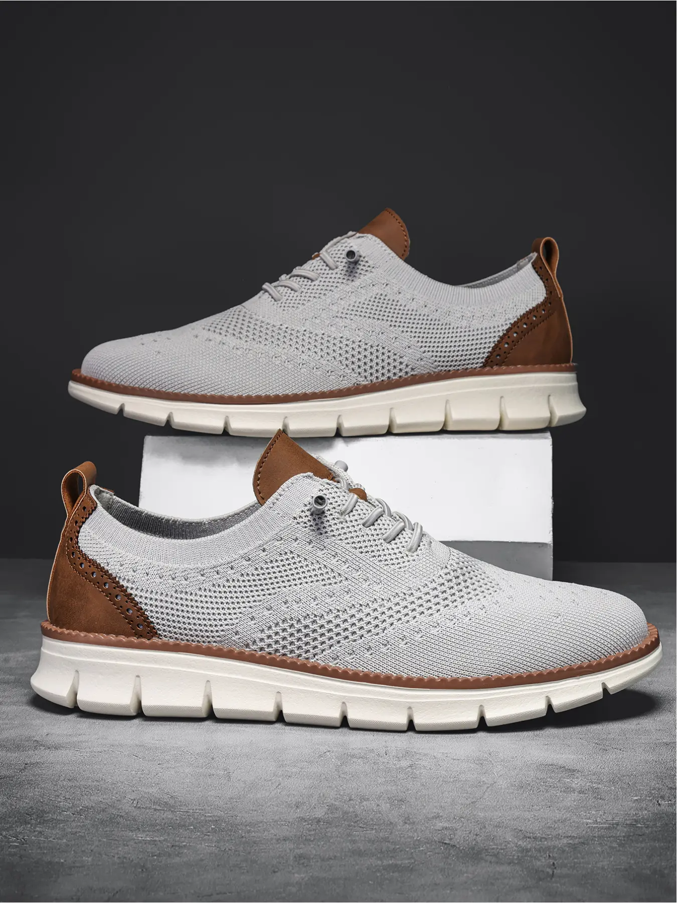 Men's Casual Sports Shoes Breathable Mesh Knit Lace-up Lightweight Sneakers New Fashion Athletic Footwear Breathable Sneakers Mesh Design Sneakers, Trendy Walking Sneaker