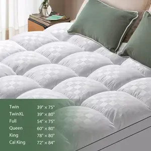 [Super Soft Cooling Mattress Topper] Extra Thick Plush Soft Cooling Mattress Pad Cover, 8-21 Inch Elastic Extra-Deep Pocket Overfilled Down Alternative Filling Mattress Topper with 1250Gsm