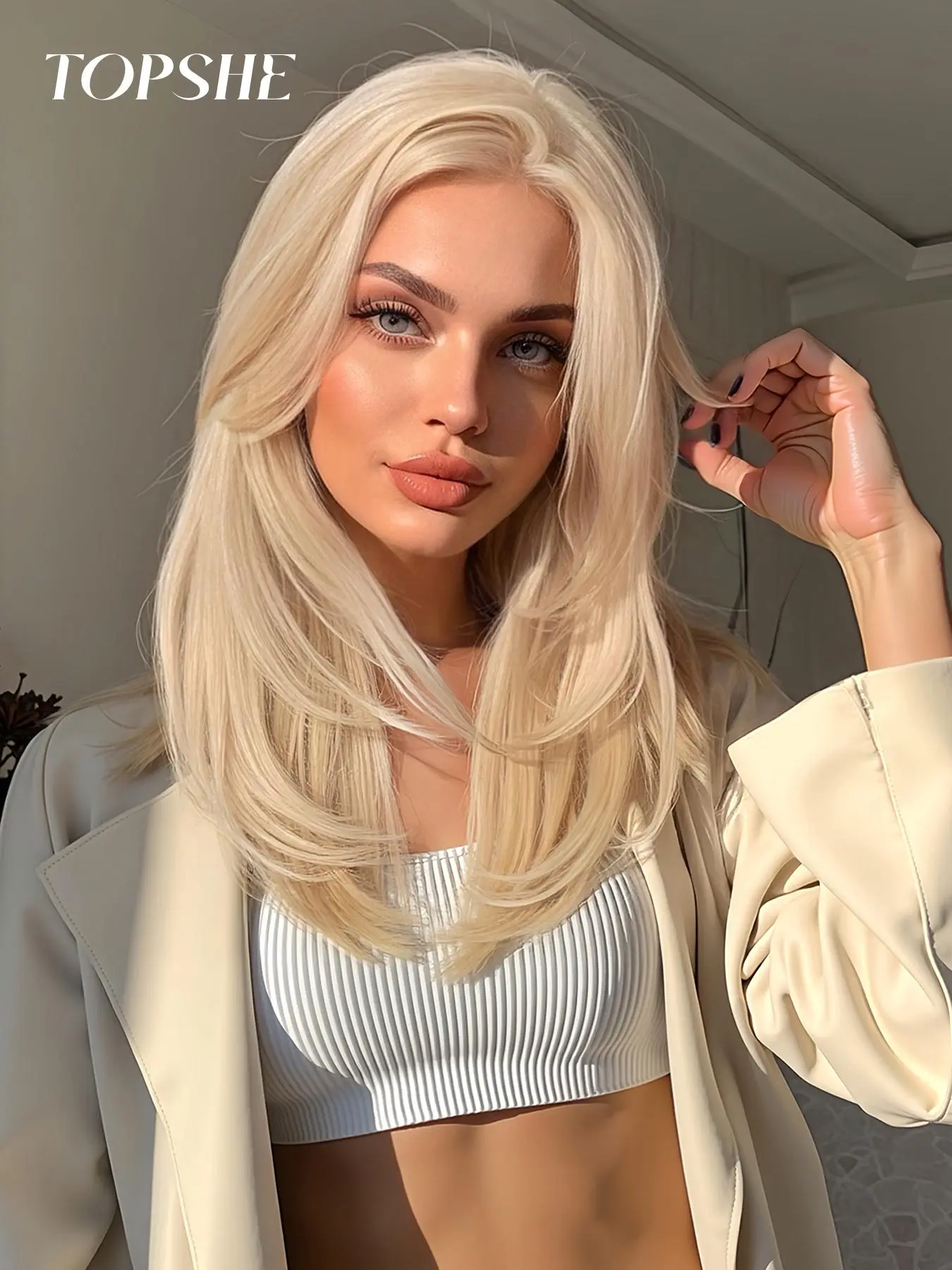 22 Inch Long Straight Wigs for Women, Gorgeous Fluffy Wigs, Synthetic Lace Front Wigs for Party, Daily Use, Silky Straight Wigs, Synthetic Hair Wig