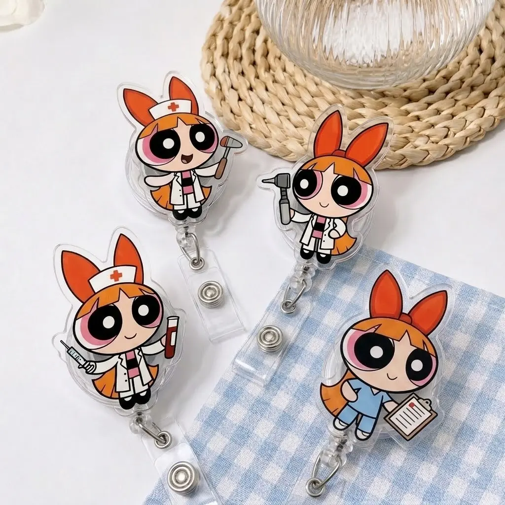 Orange Bunny Healthcare Badge Reel, Cute Cartoon Nurse ID Holder, Retractable Medical Badge Clip, Nurse Gift, Doctor Office Accessory, Hospital Staff Badge