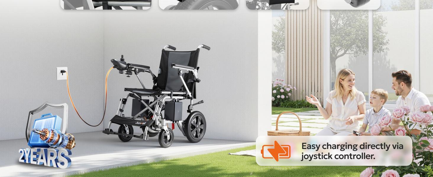Foldable Electric Wheelchair for Adults, Lightweight Motorized Chair with 15/30 Mile Range, All-Terrain, /300350 lbs Support