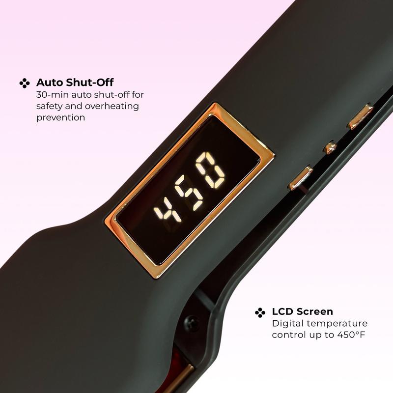 Karma Beauty Sea La Vie 2" Infrared Ceramic Hair Straightener with Gold Titanium Plates Ionic Technology Reduces Frizz Enhances Shine Adjustable LCD Heat up to 450°F for All Hair Types Lightweight