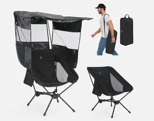 Camping Chair with Canopy, Compact 1-Pack Black, 1-pack Black