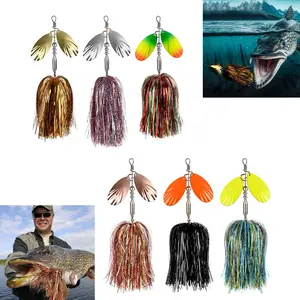Fishing Spinner Bait 45g, Musky Bucktail Spinnerbait with Double Blades Lifelike Crayfish Lures Topwater Fishing Lure for Pike, Bass, and Trout, Multiple Vibrant Color Fishing Lures for Freshwater Saltwater, Trout - Durable PET Material with Copper Weight
