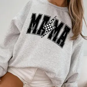 Retro Checkered Mama Sweatshirt, Hoodie, Shirt Mama Lightning Bolt Shirt, Mama Sweater, Mom Life Shirt, Mother's Day Gift, Pregnancy Announcement, Motherhood Shirt O