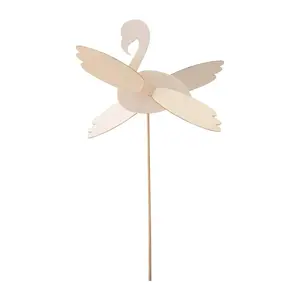 11" x 19 1/2" DIY Unfinished Wood Flamingo Windmill Craft Kit – Makes 3