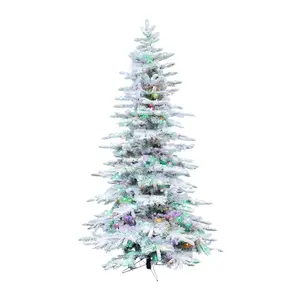 Fraser Hill Farm 10-Ft. Flocked Mountain Pine Christmas Tree w