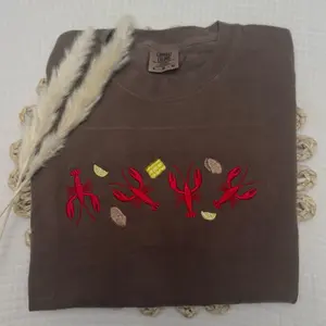 Crawfish boil embroidered summer spring comfort colors shirt/  comfort colors tee/ crawfish nautical coastal embroidered shirt