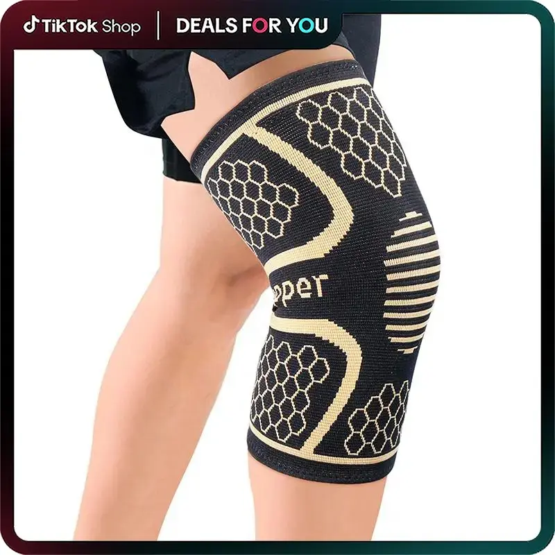 1 Pcs Copper Knee Braces For Knee Pain - Knee Compression Sleeve Support For Men & Women, Arthritis, Working Out (Order A Size Up) knee pain black friday support strap Healthcare Tool support sleeve Outdoorfun Dealsforyoudays
