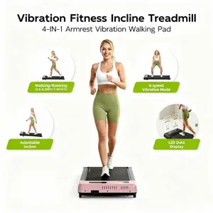 TKW 4-in-1WalkingVibration pad, Lightweight UnderDeskWalking pad Treadmill, 220-300lbs Weight Capacity,Low-Noise Motor Walking Pad,withHandle, Remote Control & Wheels for Easy mobility, LEDDisplay, Portable Under Desk Treadmill