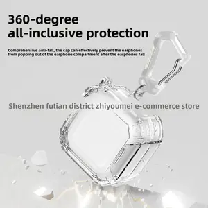 Earphone protection case suitable for Samsung Buds 4 with transparent earpiece holder. Samsung Buds 4 Pro Bluetooth earphone protection case. Earphone protection cover all-inclusive for shock protection. With hook attachment. Portable for outdoor use.