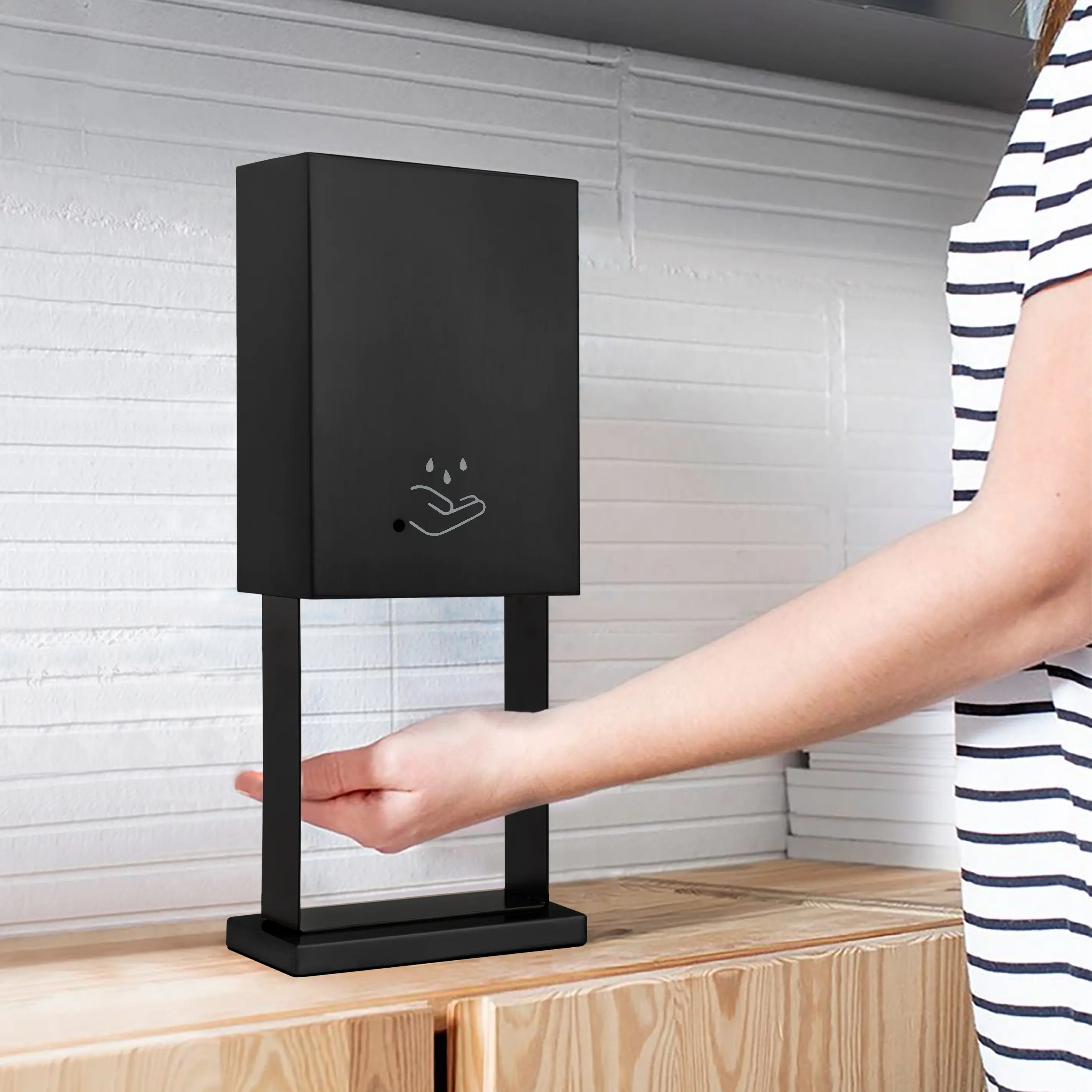 NOVA of California Luxe Tabletop Touchless Hand Sanitizer Dispenser - 21", Matte Black, Powermist with Soap Plastic Bottles