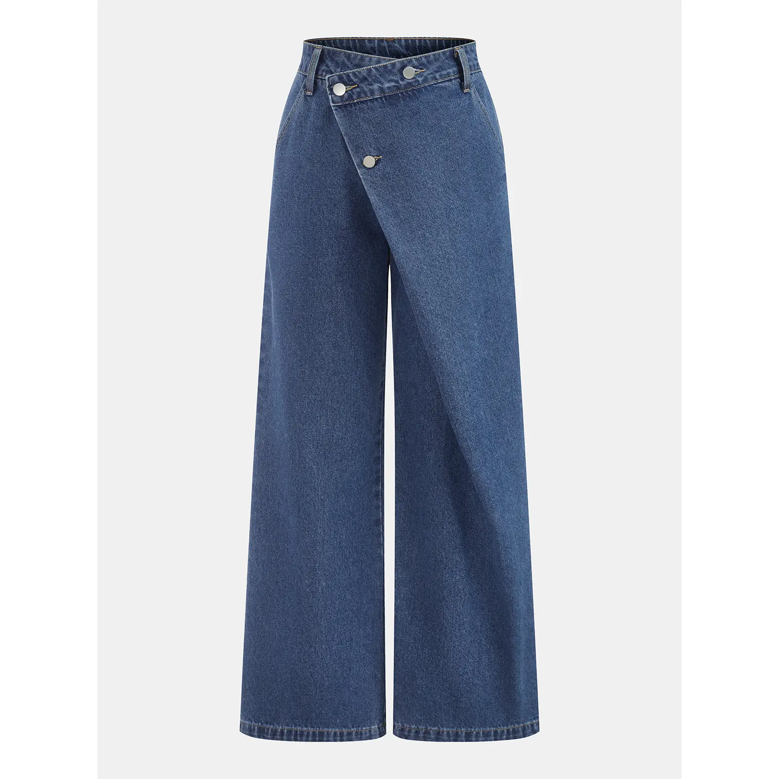 Women's Minimalist Asymmetric Wide Leg Denim Trouser, Casual Wear Women's Bottom