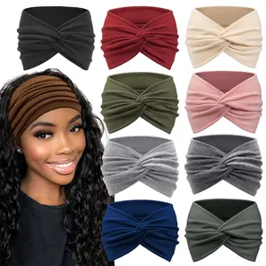 Women's wide sports headband - sweat-absorbent, face wash headband, retro chic hair tie - wholesale