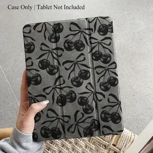Vintage Dark Cherry Bow Print Tablet Case, Compatible with iPad 10th Gen 10.9", iPad Air M2/m1, iPad Pro 11", Cute Ribbon Design Stand Cover, Tablet Protective Cover