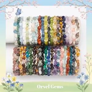 Semi-precious Gemstone Pebble Nugget Bracelet - Perfect for Men, Women, Couples, and Friends | Ideal for Daily Wear, Meditation, Gift for her