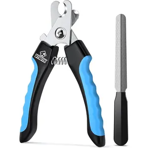Dog Nail Trimmers for Large Medium Dogs Cats, Professional Dog Nail Clippers with File Quick Sensor & Safety Guard to Avoid Overcutting, Pet Claw Paw Grooming Clipper with Toenail File Blue