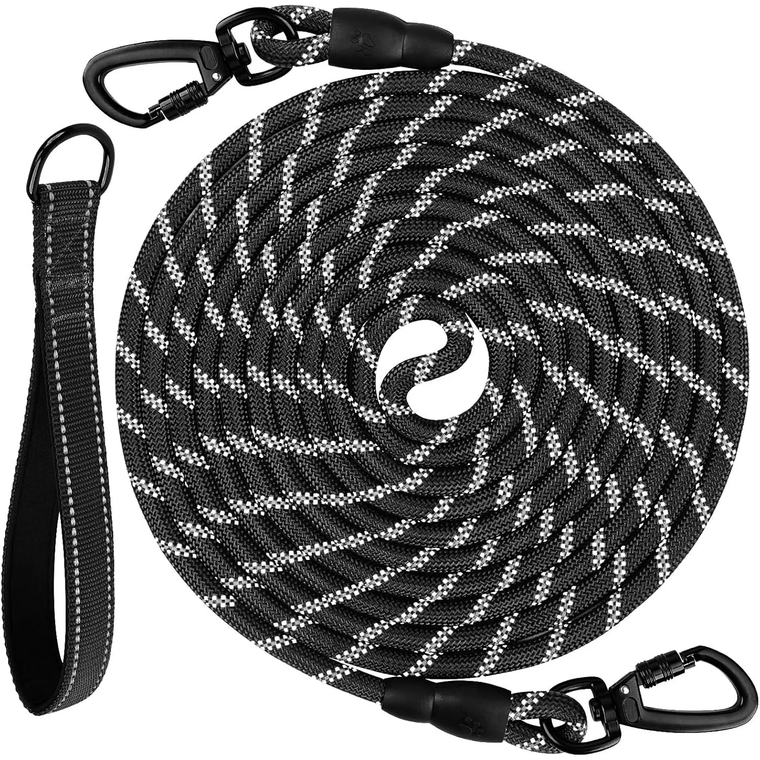Joytale Long Leash for Dog with Removable Padded Handle, Heavy Duty Lead for Large Medium Dogs,15FT/30FT/50FT/65FT Reflective Training Leash for Play, Camping, Backyard Tie Out, Black, 30FT