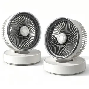 XH04 Cordless Foldable Hanging Fan (1 or 2 Packs) - 4000mAh Battery, 4-Speed Adjustable Speed, 90° Automatic Oscillation, USB Powered, Portable Multifunctional for Office, Camping, Adjustable Speed Fan Travel Fan Student Carry Fan Strong Airflow Fan Usb R