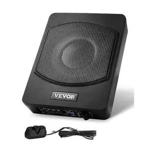 VEVOR 10 240W Underseat Car Subwoofer, Slim Powered Car Subwoofers Under the Seat, Low Profile Audio Sub Built-in Amplifier, High/Low Level Input Volume Controller for SUVs, Car, Truck, RV