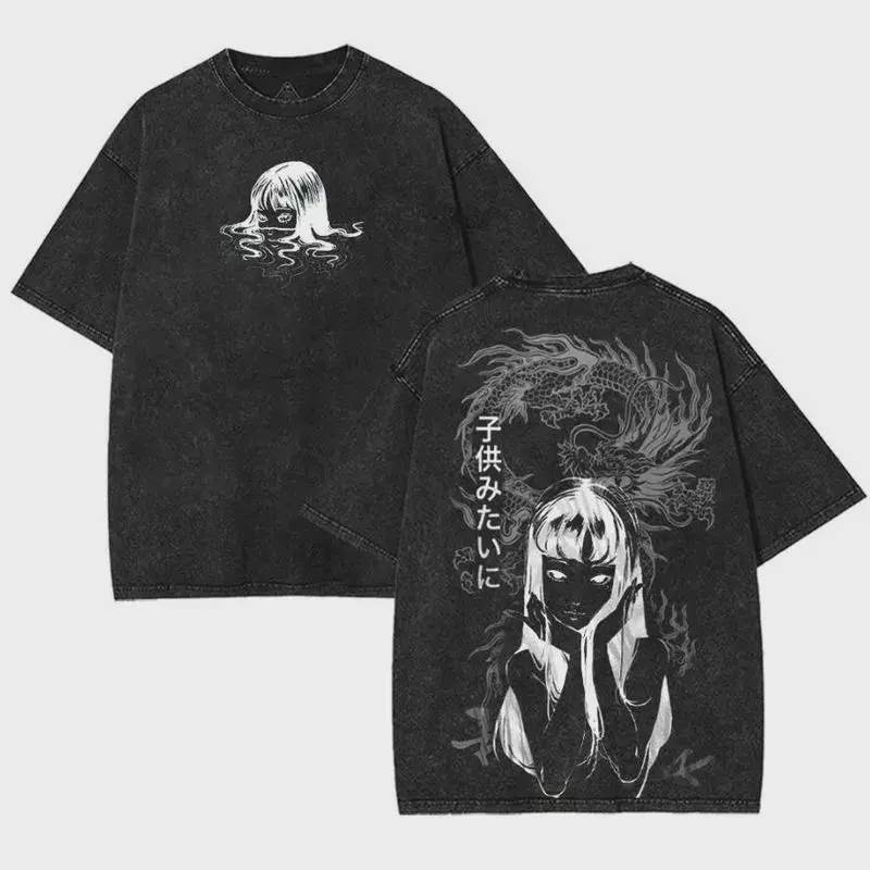 valentine shirts Anime Graphic Tee Oversized Washed Soft Cotton Shirt Anime Streetwear Casual Menswear Unisex Summer Clothing Gift for Anime Fans Tshirt