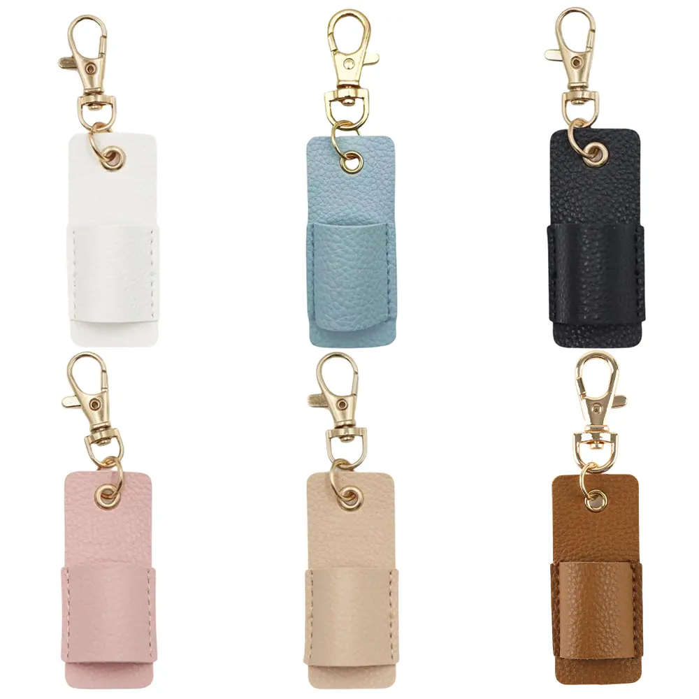 6pcs PU Leather Pen Storage Organizer Key Chain Holder - Portable Keychain Attachment with Lobster Clasp, Unisex Sewing Accessory for Nurses (Prevents Pen Loss)
