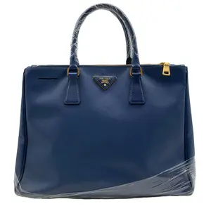 Pre-owned PRADA Vintage Navy Saffiano Leather Zip Top Commuter Tote Bag/WJ02712022/2022