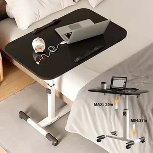 Adjustable Height Mobile Standing Desk, Portable Rolling Small Desk with Wheels, Foldable Desktop, Multipurpose Indoor Home Office Study Table