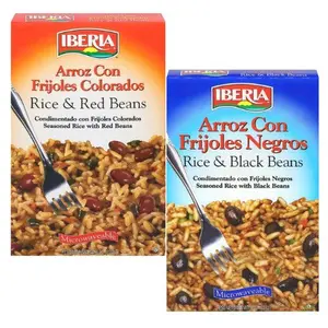Iberia Instant Garlic Arroz Con Frijoles Bundle - 8 oz Long Grain Rice, US Instant Food, Easy Prep Meatless Lunch Pantry Item