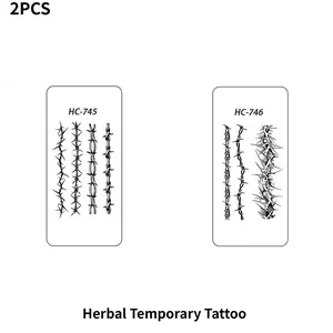 2PCS Thorn Bracelet Herbal Juice Semi Permanent Tattoo Sticker, Suitable for Men and Women, Waterproof and Lasting for 1-2 Weeks, Cool Tattoo