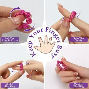 5-Pack Colorful Spike Bead Sensory Finger Rings, Stress Relief Jewelry, Adult Fidget Toys, Ideal for Home, Office, Travel
